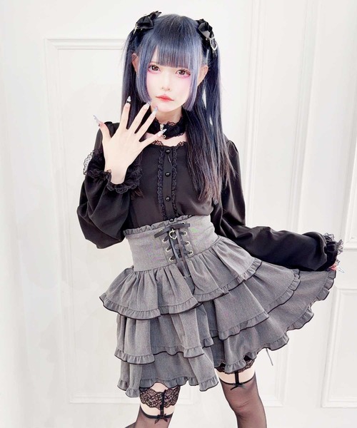 MA*RS（アメーバーマーズ）の「クロスチョーカー付きブラウス（シャツ/ブラウス・レディース・ブラック/ピンク/ホワイト・FREE）」の5枚目の写真