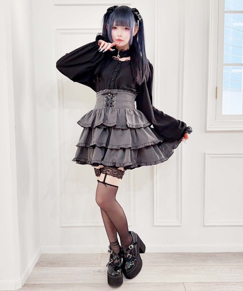 MA*RS（アメーバーマーズ）の「クロスチョーカー付きブラウス（シャツ/ブラウス・レディース・ブラック/ピンク/ホワイト・FREE）」の6枚目の写真