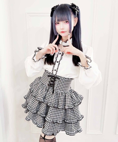 MA*RS（アメーバーマーズ）の「クロスチョーカー付きブラウス（シャツ/ブラウス・レディース・ブラック/ピンク/ホワイト・FREE）」の11枚目の写真