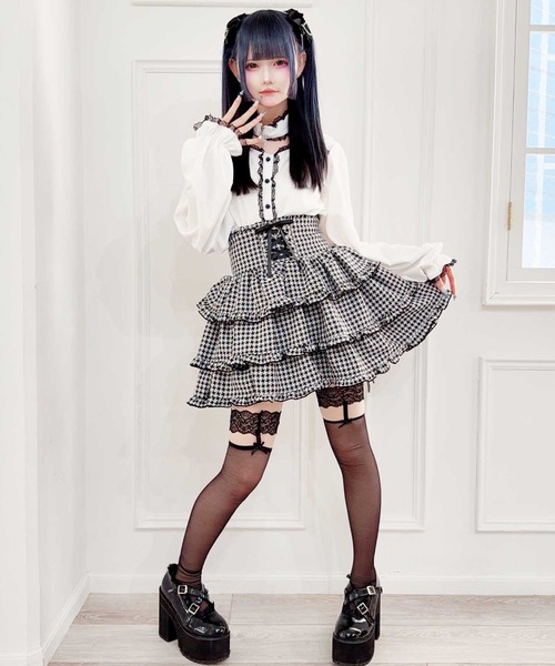 MA*RS（アメーバーマーズ）の「クロスチョーカー付きブラウス（シャツ/ブラウス・レディース・ブラック/ピンク/ホワイト・FREE）」の12枚目の写真