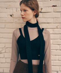 KNIT BUSTIER MUFFLER SET BLACK