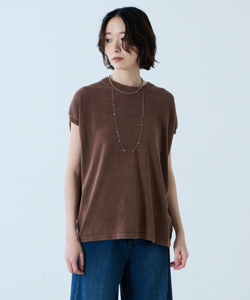 Johnbull(ジョンブル)の「【JOHNBULL/ジョンブル】ドライコットンピグメントフレンチニットT / フレンチスリーブトップス(ニット/セーター・レディース・ブラウン/ベージュ/チャコールグレー・フリー)」の8枚目の写真