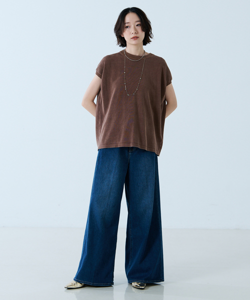Johnbull(ジョンブル)の「【JOHNBULL/ジョンブル】ドライコットンピグメントフレンチニットT / フレンチスリーブトップス(ニット/セーター・レディース・ブラウン/ベージュ/チャコールグレー・フリー)」の9枚目の写真