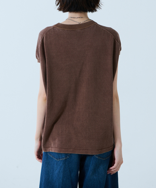 Johnbull(ジョンブル)の「【JOHNBULL/ジョンブル】ドライコットンピグメントフレンチニットT / フレンチスリーブトップス(ニット/セーター・レディース・ブラウン/ベージュ/チャコールグレー・フリー)」の11枚目の写真