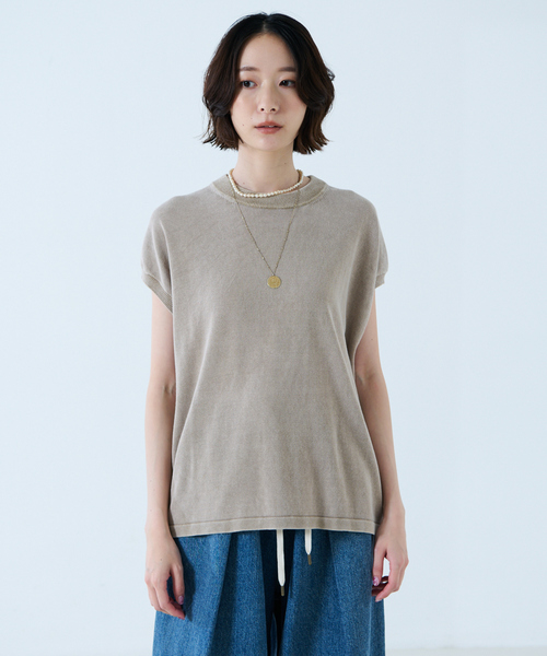 Johnbull(ジョンブル)の「【JOHNBULL/ジョンブル】ドライコットンピグメントフレンチニットT / フレンチスリーブトップス(ニット/セーター・レディース・ブラウン/ベージュ/チャコールグレー・フリー)」の18枚目の写真