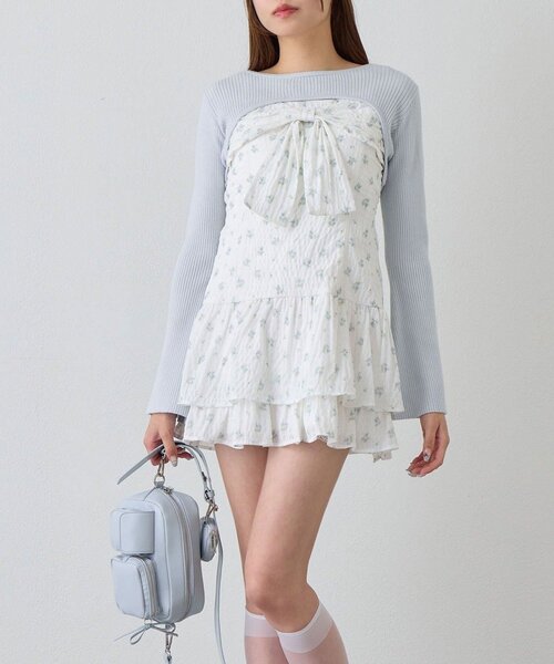 OLIVE des OLIVE(オリーブデオリーブ)の「セットキャミワンピ(ワンピース・レディース・サックスブルー/ブラック/アイボリー・FREE)」の3枚目の写真