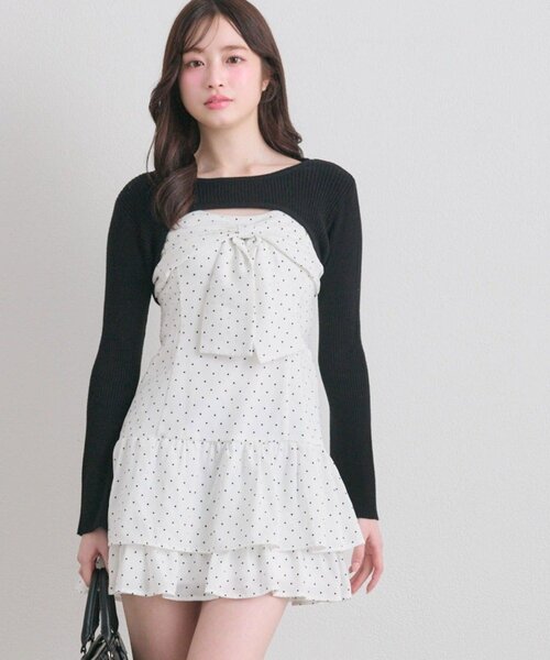 OLIVE des OLIVE(オリーブデオリーブ)の「セットキャミワンピ(ワンピース・レディース・サックスブルー/ブラック/アイボリー・FREE)」の4枚目の写真