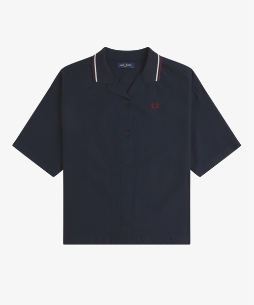 FRED PERRY（フレッドペリー）の「Tipped Placket Detail Shirt／ティップラインプラケットシャツ（シャツ/ブラウス・レディース・ホワイト/ネイビー・10）」の22枚目の写真