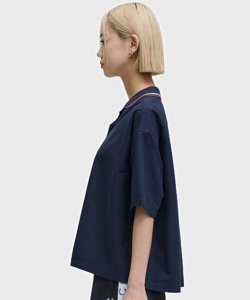 FRED PERRY（フレッドペリー）の「Tipped Placket Detail Shirt／ティップラインプラケットシャツ（シャツ/ブラウス・レディース・ホワイト/ネイビー・10）」の18枚目の写真