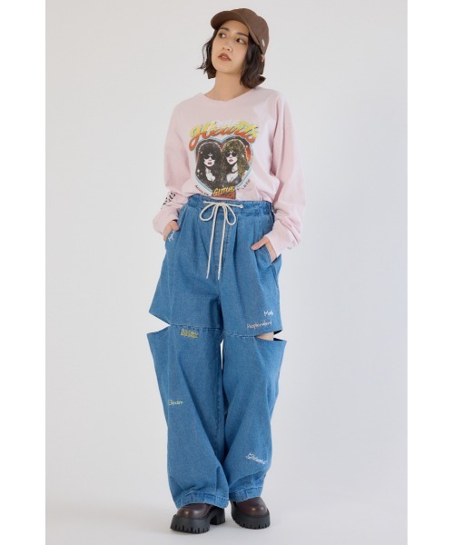 RODEO CROWNS WIDE BOWL（ロデオクラウンズワイドボウル）の「embroideryサイドジップパンツ（その他パンツ・レディース・ホワイト/ブルー/ブラック・MEDIUM/SMALL）」の18枚目の写真