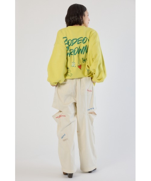 RODEO CROWNS WIDE BOWL（ロデオクラウンズワイドボウル）の「embroideryサイドジップパンツ（その他パンツ・レディース・ホワイト/ブルー/ブラック・MEDIUM/SMALL）」の8枚目の写真