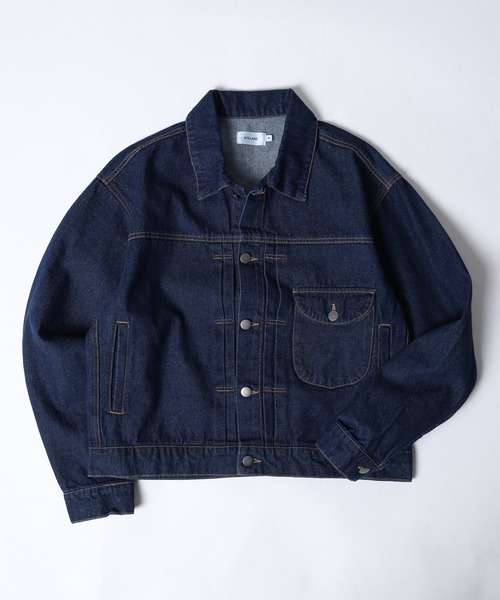 ATELANE(アテレーン)の「ATELANE / 11.5oz デニム トラッカージャケット(デニムジャケット・メンズ・ブラック/ネイビー/アイボリー・L/M)」の3枚目の写真