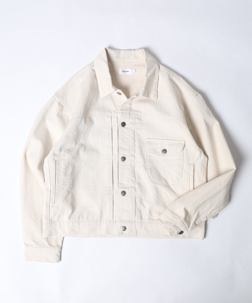 ATELANE(アテレーン)の「ATELANE / 11.5oz デニム トラッカージャケット(デニムジャケット・メンズ・ブラック/ネイビー/アイボリー・L/M)」の1枚目の写真