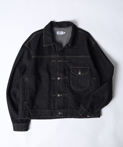 ATELANE(アテレーン)の「ATELANE / 11.5oz デニム トラッカージャケット(デニムジャケット・メンズ・ブラック/ネイビー/アイボリー・L/M)」の2枚目の写真