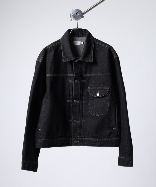 ATELANE(アテレーン)の「ATELANE / 11.5oz デニム トラッカージャケット(デニムジャケット・メンズ・ブラック/ネイビー/アイボリー・L/M)」の5枚目の写真