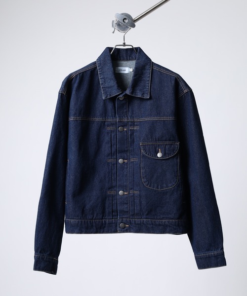 ATELANE(アテレーン)の「ATELANE / 11.5oz デニム トラッカージャケット(デニムジャケット・メンズ・ブラック/ネイビー/アイボリー・L/M)」の6枚目の写真