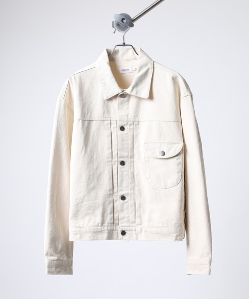 ATELANE(アテレーン)の「ATELANE / 11.5oz デニム トラッカージャケット(デニムジャケット・メンズ・ブラック/ネイビー/アイボリー・L/M)」の4枚目の写真