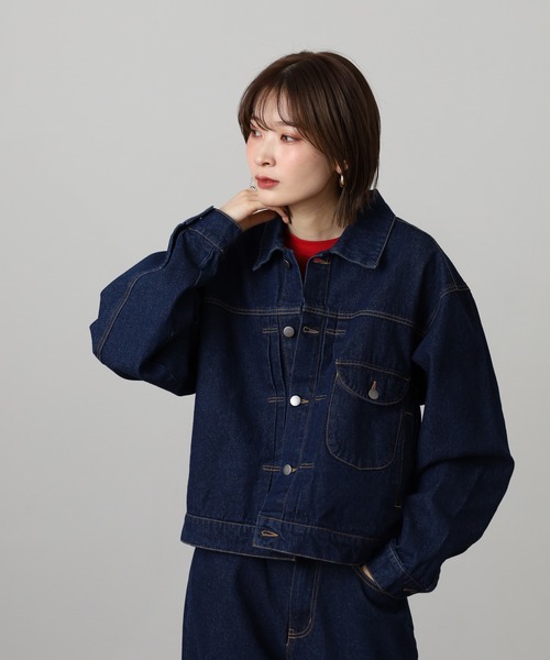 ATELANE(アテレーン)の「ATELANE / 11.5oz デニム トラッカージャケット(デニムジャケット・メンズ・ブラック/ネイビー/アイボリー・L/M)」の20枚目の写真