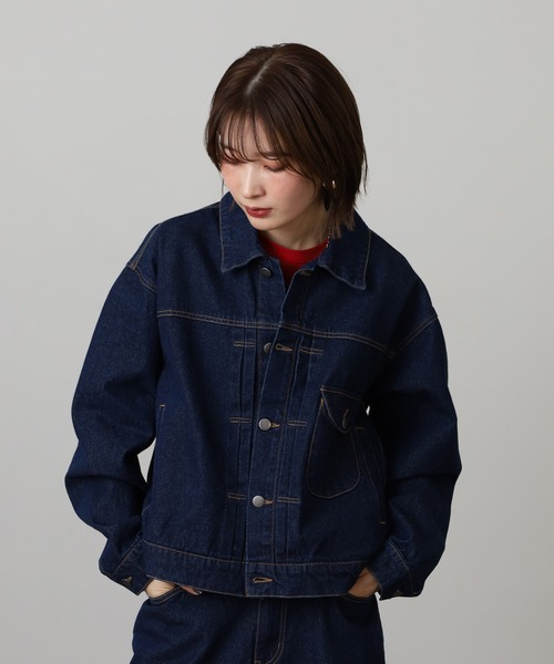 ATELANE(アテレーン)の「ATELANE / 11.5oz デニム トラッカージャケット(デニムジャケット・メンズ・ブラック/ネイビー/アイボリー・L/M)」の21枚目の写真