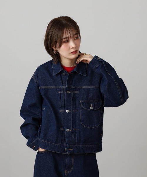 ATELANE(アテレーン)の「ATELANE / 11.5oz デニム トラッカージャケット(デニムジャケット・メンズ・ブラック/ネイビー/アイボリー・L/M)」の22枚目の写真