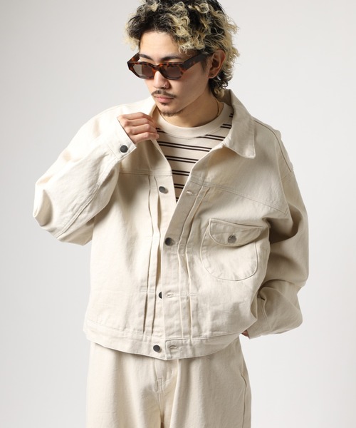 ATELANE(アテレーン)の「ATELANE / 11.5oz デニム トラッカージャケット(デニムジャケット・メンズ・ブラック/ネイビー/アイボリー・L/M)」の15枚目の写真