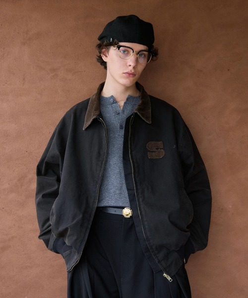 soerte（ソエルテ）の「Heritage Duck Work Jacket with Corduroy Collar / ヘリテージダックワークジャケット（ブルゾン・メンズ・ブラック/ブラウン・1/2/3）」の3枚目の写真