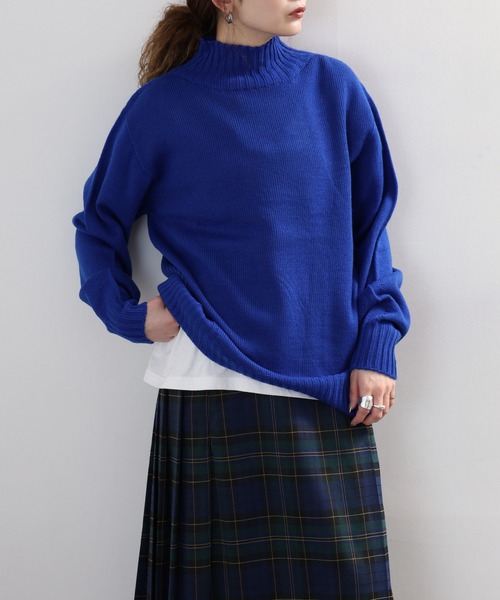 BRODIAEA(ブローディア)の「BRODIAEA ウール混シンプルハイネックニット 日本製(ニット/セーター・レディース・シルバーグレー/チェリーレッド/グリーン/ライトベージュ/ブルー・40)」の4枚目の写真
