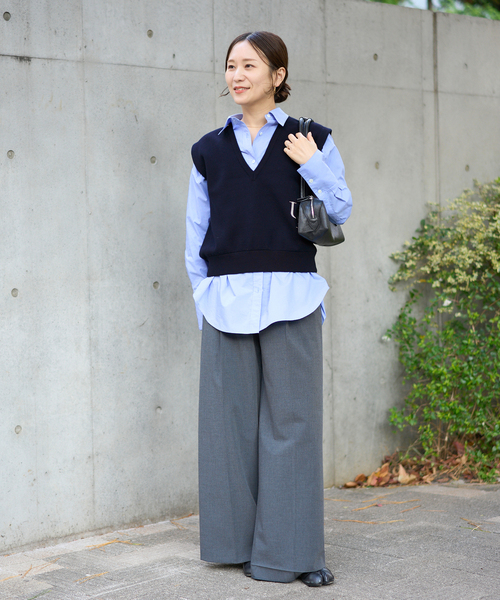 JOURNAL STANDARD（ジャーナルスタンダード）の「《追加2》ダブルニット ベスト（ベスト・レディース・ライトグレー/ネイビー・FREE）」の3枚目の写真