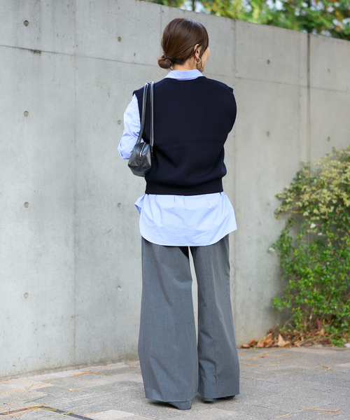 JOURNAL STANDARD（ジャーナルスタンダード）の「《追加2》ダブルニット ベスト（ベスト・レディース・ライトグレー/ネイビー・FREE）」の5枚目の写真