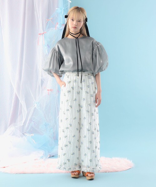 CAROLINA GLASER（カロリナ グレイサー）の「オーガンジー バルーンスリーブ プルオーバー ブラウス（シャツ/ブラウス・レディース・ホワイト系その他5/グレー・ONE SIZE）」の6枚目の写真