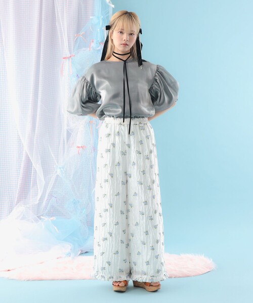 CAROLINA GLASER（カロリナ グレイサー）の「オーガンジー バルーンスリーブ プルオーバー ブラウス（シャツ/ブラウス・レディース・ホワイト系その他5/グレー・ONE SIZE）」の7枚目の写真