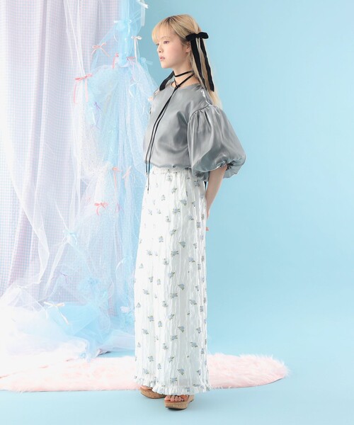 CAROLINA GLASER（カロリナ グレイサー）の「オーガンジー バルーンスリーブ プルオーバー ブラウス（シャツ/ブラウス・レディース・ホワイト系その他5/グレー・ONE SIZE）」の8枚目の写真