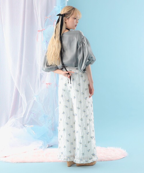 CAROLINA GLASER（カロリナ グレイサー）の「オーガンジー バルーンスリーブ プルオーバー ブラウス（シャツ/ブラウス・レディース・ホワイト系その他5/グレー・ONE SIZE）」の9枚目の写真