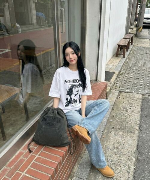 MOZMOZ(モズモズ)の「コミックガール オーバーサイズ 半袖Tシャツ ホワイト(Tシャツ/カットソー・レディース・その他・XXL/XL/M)」の6枚目の写真