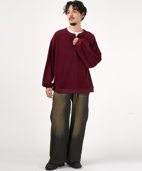 revertical(リバーティカル)の「revertical(リバーティカル)コーデュロイヘンリーネックロンT(Tシャツ/カットソー・メンズ・グレイッシュベージュ/ワイン/チャコール/ネイビー・L/M)」の5枚目の写真