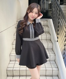 abc une face（アーベーセーアンフェイス）の「フロントジップシャツ衿ワンピース（ワンピース）」
