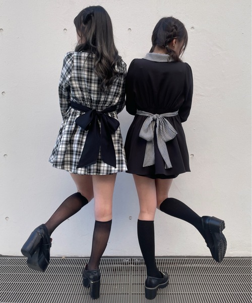abc une face(アーベーセーアンフェイス)の「フロントジップシャツ衿ワンピース(ワンピース・レディース・グレー/ブラック/ホワイト系その他・FREE)」の16枚目の写真
