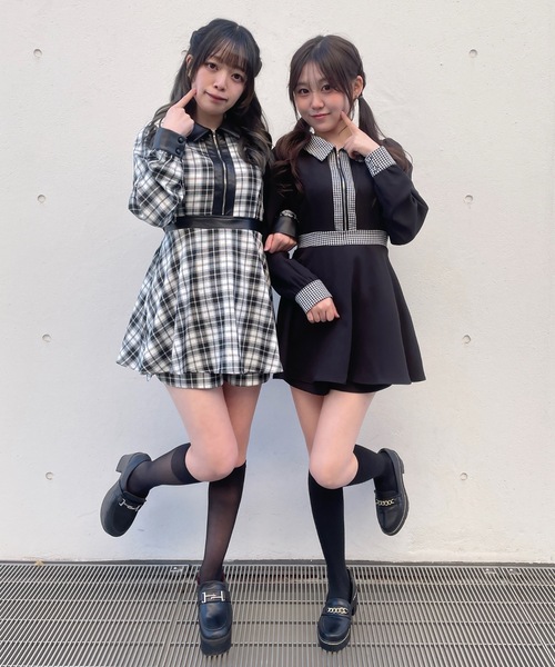 abc une face(アーベーセーアンフェイス)の「フロントジップシャツ衿ワンピース(ワンピース・レディース・グレー/ブラック/ホワイト系その他・FREE)」の15枚目の写真