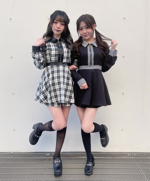 abc une face(アーベーセーアンフェイス)の「フロントジップシャツ衿ワンピース(ワンピース・レディース・グレー/ブラック/ホワイト系その他・FREE)」の14枚目の写真