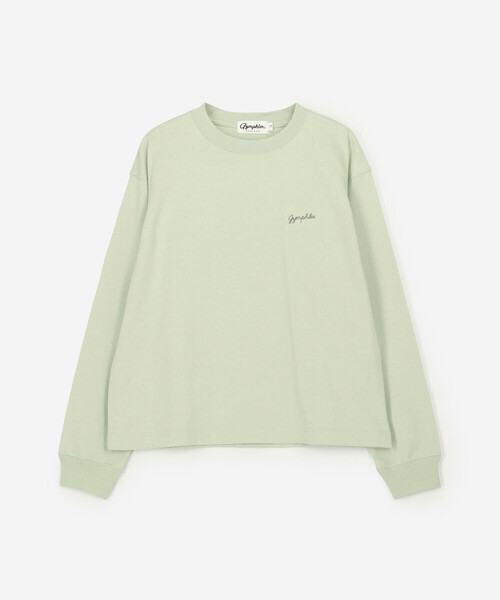 GYMPHLEX(ジムフレックス)の「Gymphlex | コットンジャージー クルーネック長袖Tシャツ WOMEN(Tシャツ/カットソー・レディース・ライトグリーン/ホワイト系その他/ダークネイビー・12)」の2枚目の写真