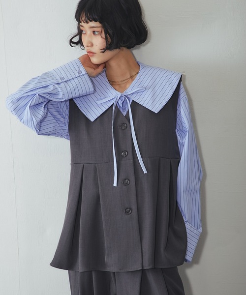 ANOTHER S（アナザーエス）の「【セットアップ対応】タック入りジレベスト（スーツベスト・レディース・ブラック/グレー/グレイッシュベージュ・FREE）」の22枚目の写真