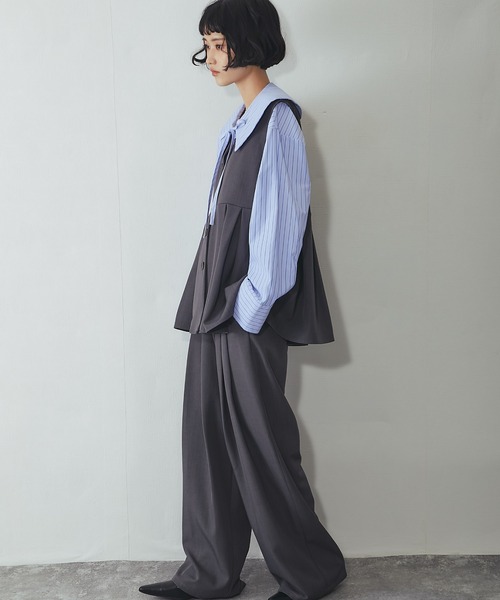 ANOTHER S（アナザーエス）の「【セットアップ対応】タック入りジレベスト（スーツベスト・レディース・ブラック/グレー/グレイッシュベージュ・FREE）」の21枚目の写真