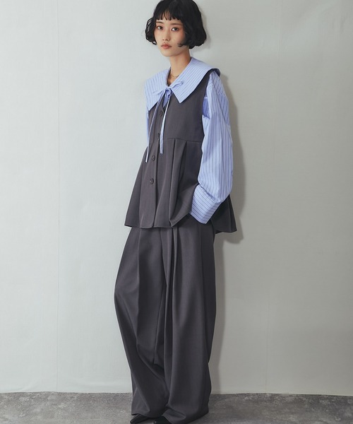 ANOTHER S（アナザーエス）の「【セットアップ対応】タック入りジレベスト（スーツベスト・レディース・ブラック/グレー/グレイッシュベージュ・FREE）」の20枚目の写真