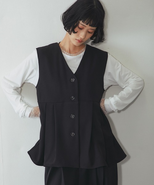 ANOTHER S（アナザーエス）の「【セットアップ対応】タック入りジレベスト（スーツベスト・レディース・ブラック/グレー/グレイッシュベージュ・FREE）」の19枚目の写真