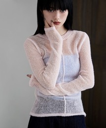モヘアタッチセンターリンキングメッシュニット