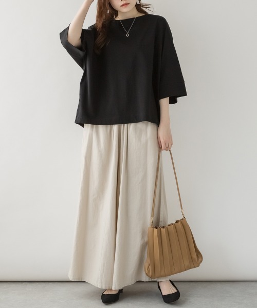 aity（アイティ）の「M-5L ボートネック ドルマンゆるTシャツ 夏服（Tシャツ/カットソー・レディース・ブラック/オフホワイト/チャコールグレー/グレイッシュベージュ・4L～5L/LL～3L/M～Ｌ）」の20枚目の写真