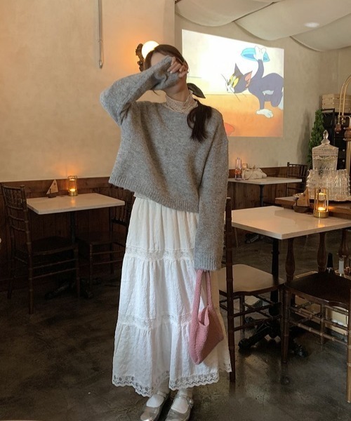 LADY LIKE(レディライク)の「【春夏新作】プチハイネックシアートップス(Tシャツ/カットソー・レディース・アイボリー/ブルーグレー/ホワイト×ブラック・M)」の20枚目の写真