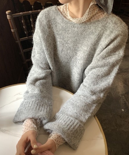 LADY LIKE(レディライク)の「【春夏新作】プチハイネックシアートップス(Tシャツ/カットソー・レディース・アイボリー/ブルーグレー/ホワイト×ブラック・M)」の7枚目の写真