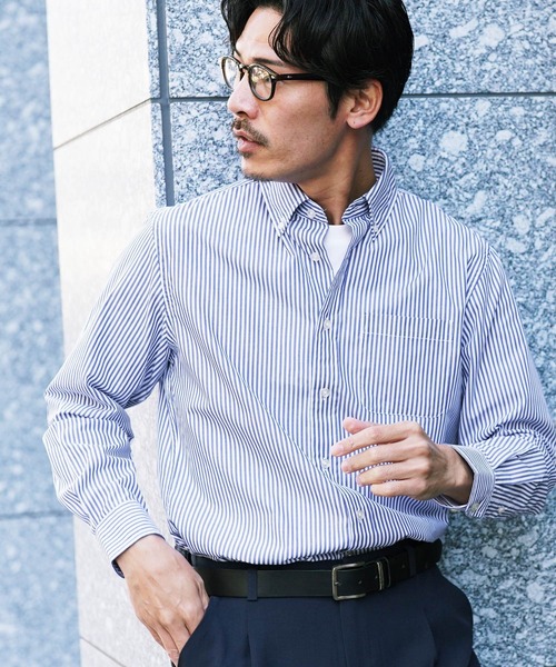 jiggys shop（ジギーズショップ）の「ボタンダウン ブロードシャツ（シャツ/ブラウス・メンズ・ホワイト/ネイビー/サックスブルー/ブルー系その他・MEDIUM/LARGE/X-LARGE）」の4枚目の写真