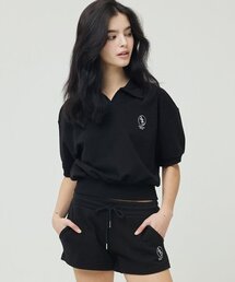 カラークロップ半袖Tシャツブラック